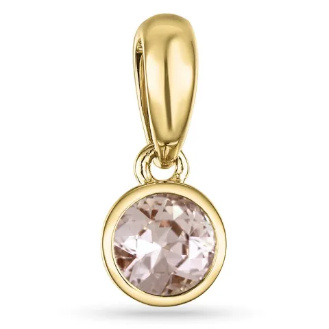 Rundt morganit anheng i 9 karat gull 0,43 ct