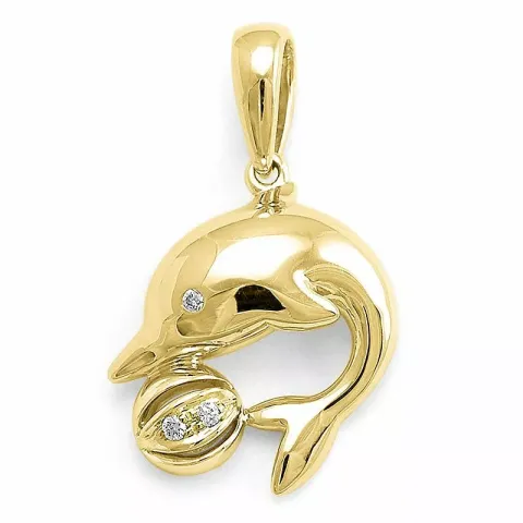 Delfin diamantanheng i 9 karat gull 0,01 ct