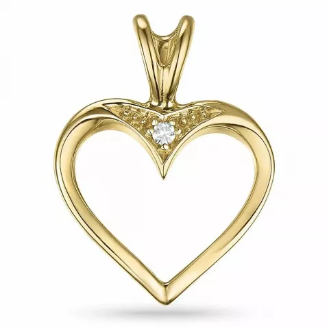 hjerte diamant anheng i 9 karat gull 0,009 ct
