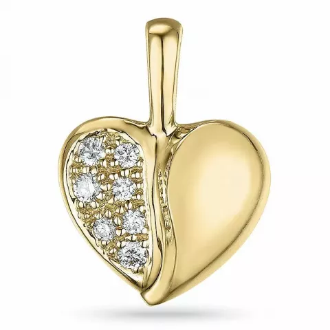 Hjerte diamant anheng i 9 karat gull 0,08 ct