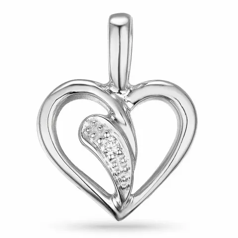 Hjerte diamant anheng i 9 karat hvitt gull 0,01 ct