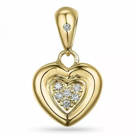 Hjerte diamant anheng i 9 karat gull 0,06 ct