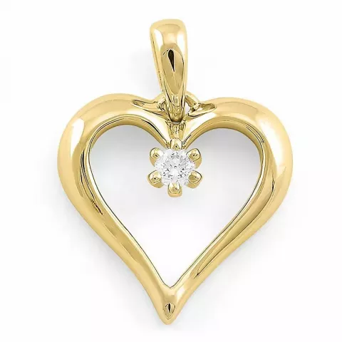 hjerte diamantanheng i 9 karat gull 0,07 ct