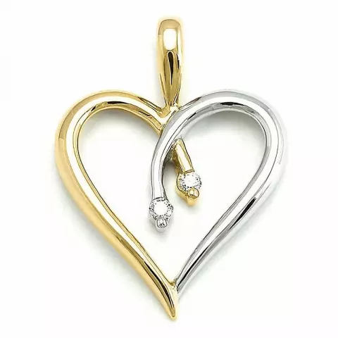 Hjerte diamant anheng i 9 karat gull og hvitt gull 0,03 ct ct