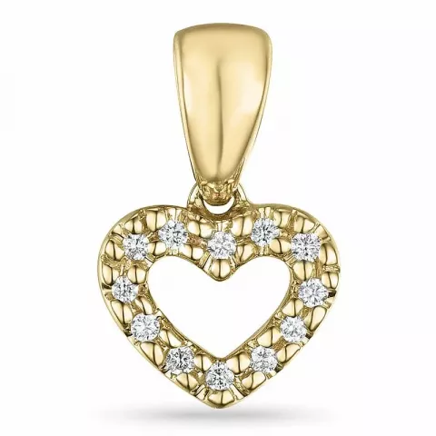 Hjerte diamant anheng i 9 karat gull 0,06 ct