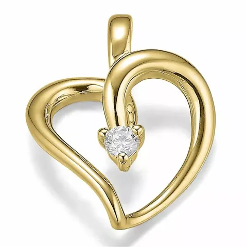 Hjerte anheng i 9 karat gull 0,03 ct