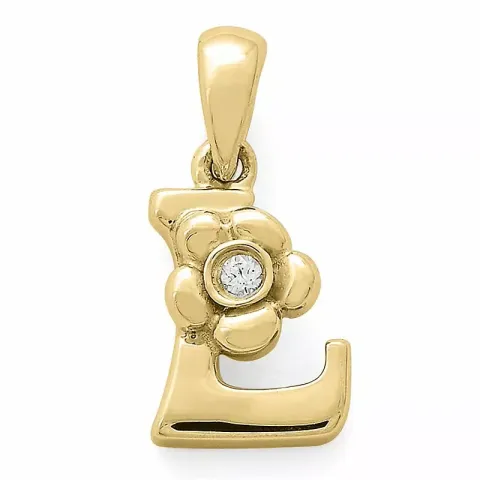 Bokstav l diamant anheng i 9 karat gull 0,01 ct