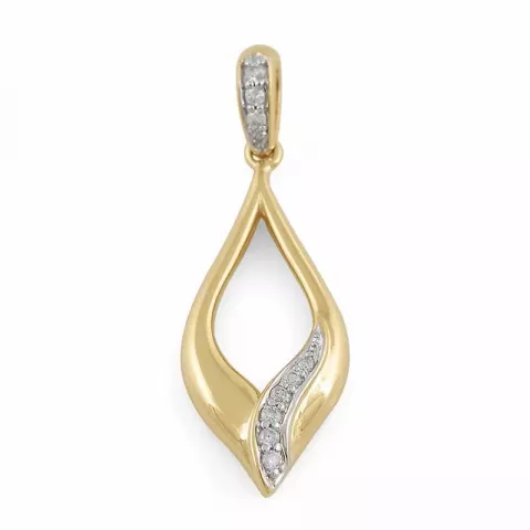 Elegant abstrakt diamantanheng i 9 karat gull og hvitt gull 0,06 ct ct