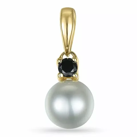 Rundt perle diamantanheng i 9 karat gull 0,05 ct