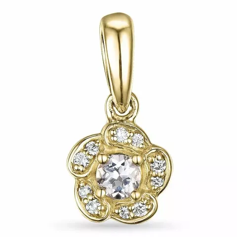 Blomst morganit diamantanheng i 9 karat gull 0,04 ct 0,09 ct