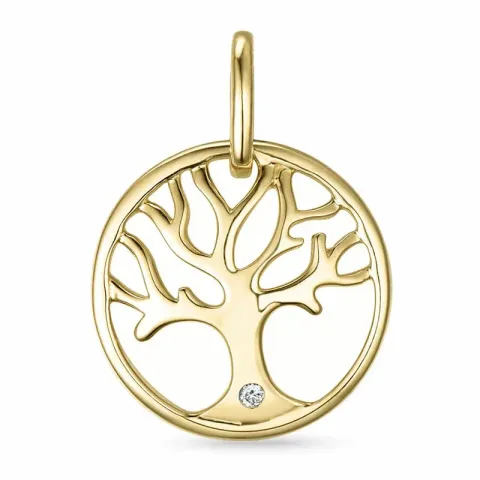 livets tre diamant anheng i 9 karat gull 0,01 ct