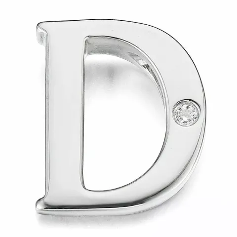 Bokstav d diamant anheng i 9 karat hvitt gull 0,01 ct