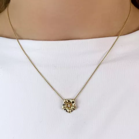 Blomst diamantanheng i 9 karat gull 0,022 ct