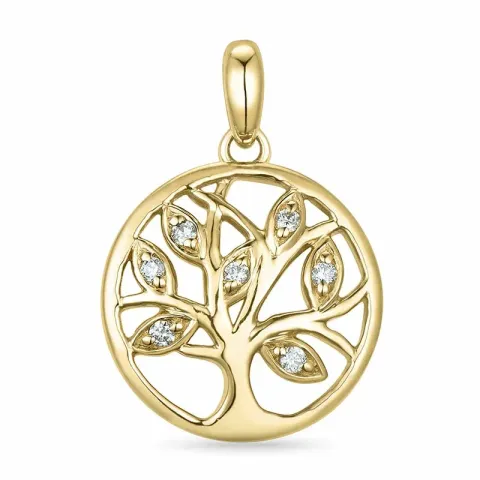 livets tre diamant anheng i 9 karat gull 0,05 ct