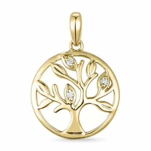 livets tre diamant anheng i 9 karat gull 0,02 ct