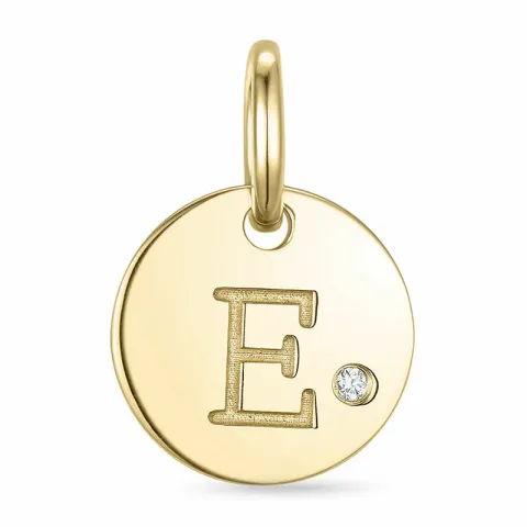 bokstav e diamant anheng i 9 karat gull 0,01 ct
