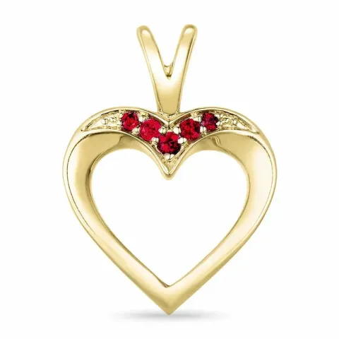 hjerte rubin anheng i 9 karat gull 0,07 ct