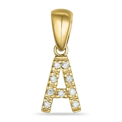 bokstav a diamant anheng i 9 karat gull 0,05 ct