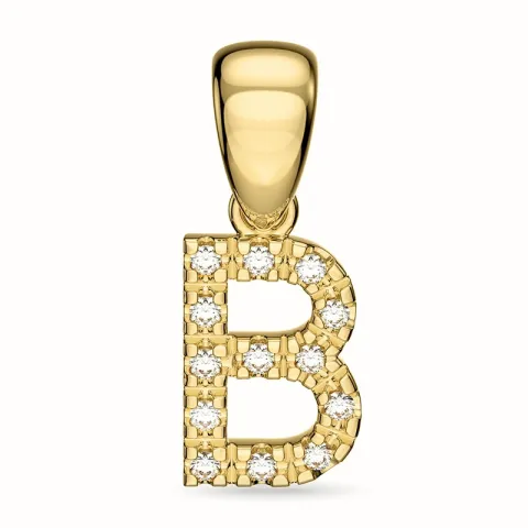 bokstav b diamant anheng i 9 karat gull 0,08 ct