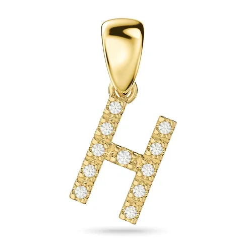 bokstav h diamant anheng i 9 karat gull 0,07 ct