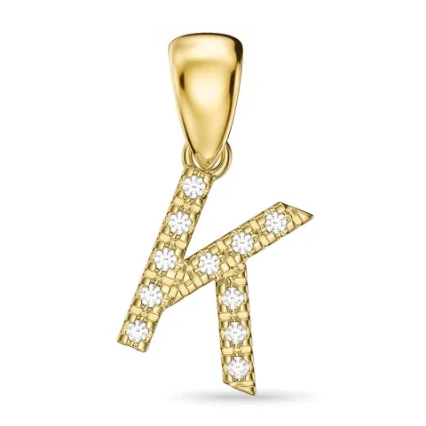 bokstav k diamant anheng i 9 karat gull 0,07 ct