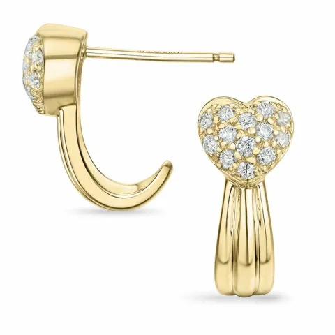 hjerte diamant øredobber i 9 karat gull med diamant 