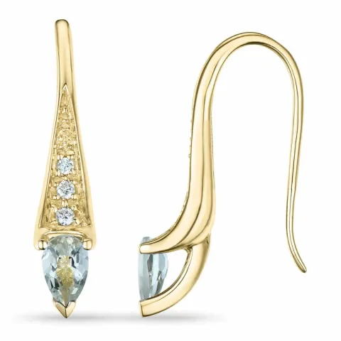 lange grønn ametyst briljantøredobb i 9 karat gull med ametyst og diamant