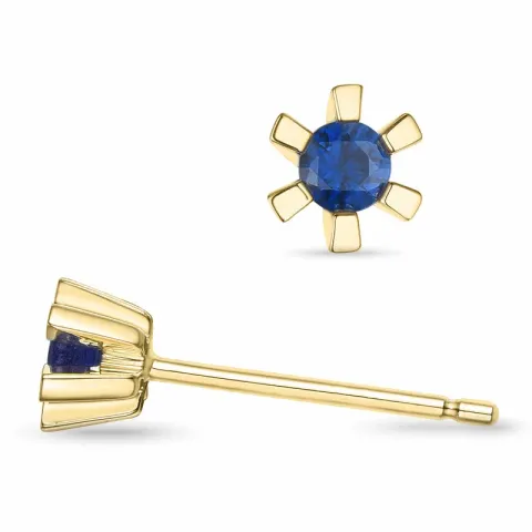 2 x 0,10 ct safir solitaireørepynt i 9 karat gull med safir