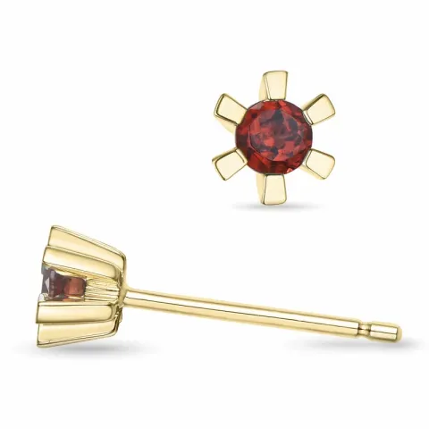 2 x 0,09 ct granat solitaireørepynt i 9 karat gull med granat