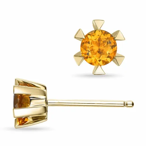 2 x 0,25 ct citrin solitaireørepynt i 9 karat gull med citrin