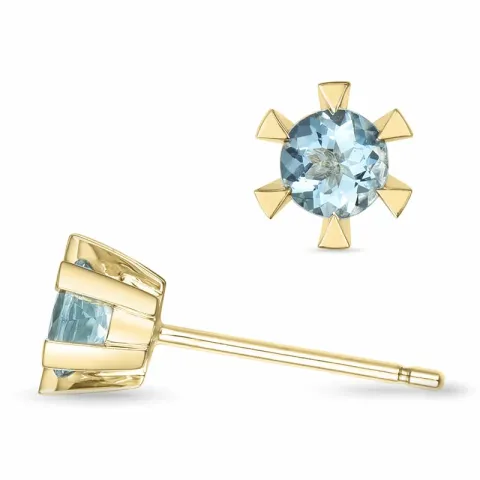 2 x 0,25 ct akvamarin solitaireørepynt i 9 karat gull med akvamarin