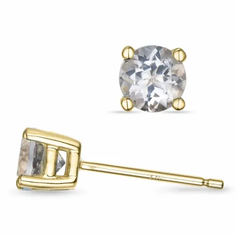 2 x 0,43 ct morganit solitaireørepynt i 9 karat gull med morganit