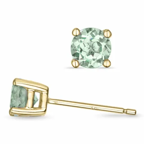 2 x 0,43 ct grønn ametyst solitaireørepynt i 9 karat gull med ametyst