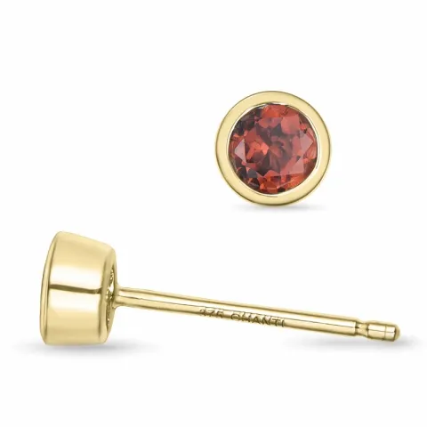 2 x 0,23 ct granat solitaireørepynt i 9 karat gull med granat
