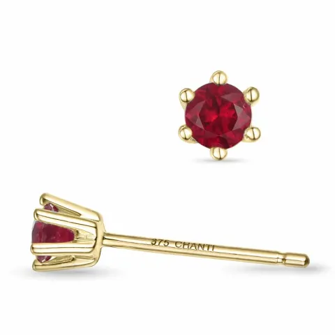 2 x 0,14 ct granat solitaireørepynt i 9 karat gull med granat