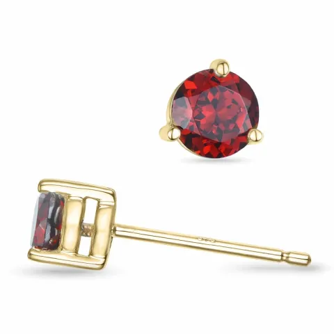 2 x 0,50 ct granat solitaireørepynt i 9 karat gull med granat