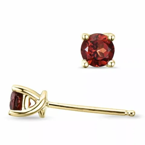 2 x 0,32 ct granat solitaireørepynt i 9 karat gull med granat