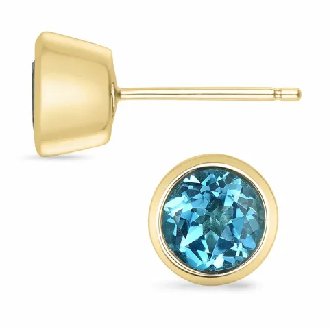 2 x 1,08 ct topas solitaireørepynt i 9 karat gull med topas