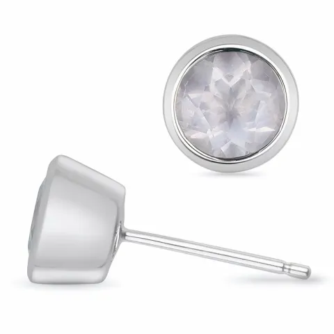 2 x 0,80 ct rosa rosa kvarts solitaireørepynt i 9 karat hvitt gull med rosa kvarts