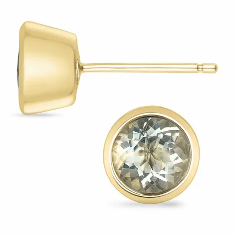 2 x 0,80 ct grønn ametyst solitaireørepynt i 9 karat gull med ametyst