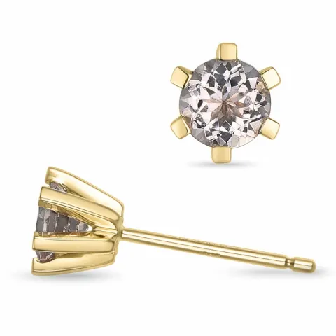 2 x 0,32 ct morganit solitaireørepynt i 9 karat gull med morganit