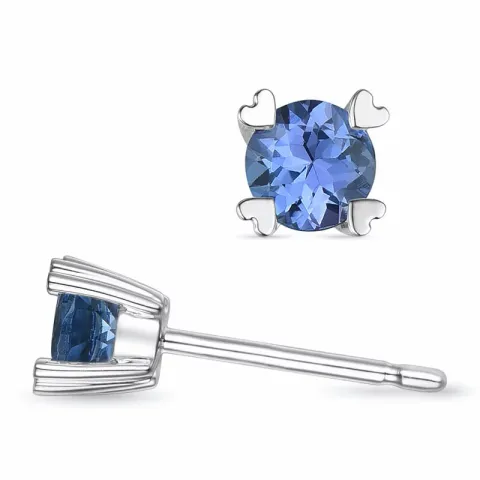 2 x 0,22 ct tanzanite solitaireørepynt i 9 karat hvitt gull med tanzanite