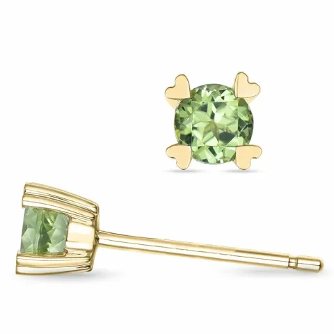 2 x 0,23 ct peridot solitaireørepynt i 9 karat gull med peridot 