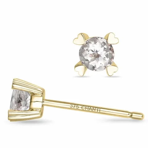 2 x 0,19 ct morganit solitaireørepynt i 9 karat gull med morganit