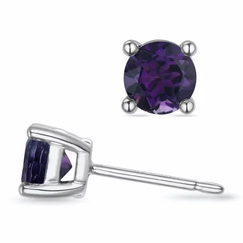 2 x 0,47 ct ametyst solitaireørepynt i 9 karat hvitt gull med ametyst