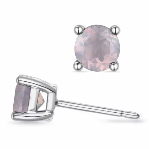 2 x 0,50 ct rosa kvarts solitaireørepynt i 9 karat hvitt gull med rosa kvarts