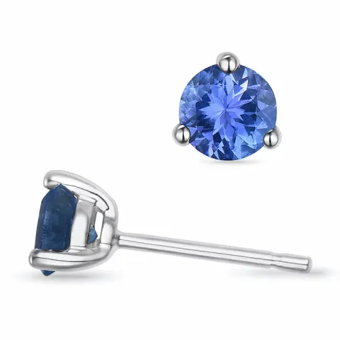 2 x 0,40 ct tanzanite solitaireørepynt i 9 karat hvitt gull med tanzanite