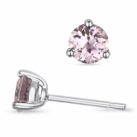 2 x 0,32 ct morganit solitaireørepynt i 9 karat hvitt gull med morganit