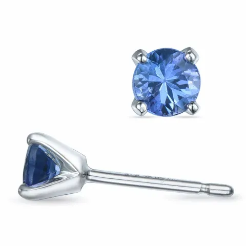 2 x 0,24 ct tanzanite solitaireørepynt i 9 karat hvitt gull med tanzanite