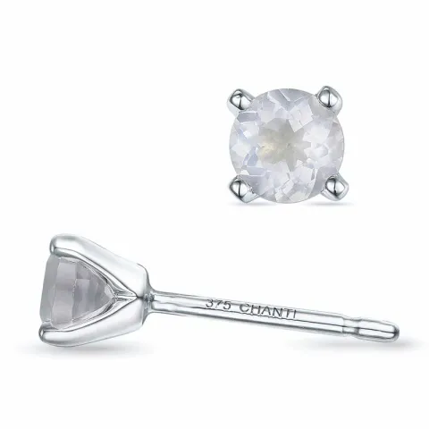 2 x 0,25 ct rosa kvarts solitaireørepynt i 9 karat hvitt gull med rosa kvarts